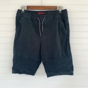 Mecca Moto‎ Shorts Medium Black Elastic Waist Drawstring Ribbed Biker Streetwear